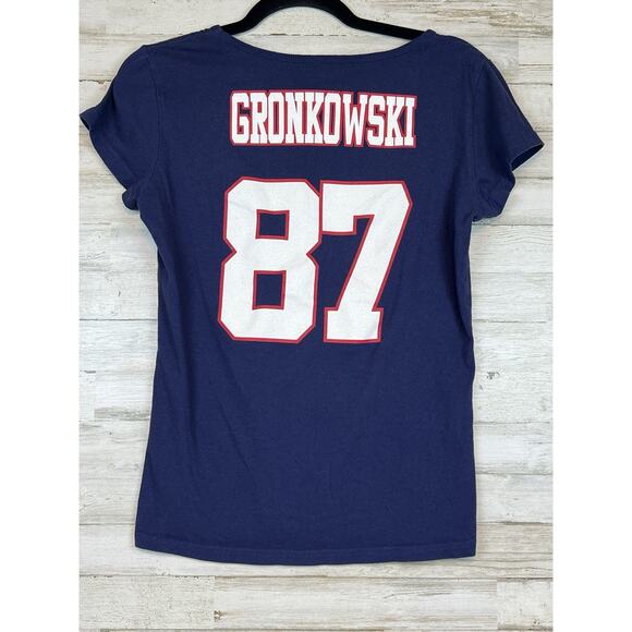 Womens Patriots Rob Gronkowski #87 NFL Navy Shirt Med 4Her By Carl Banks - Picture 3 of 9